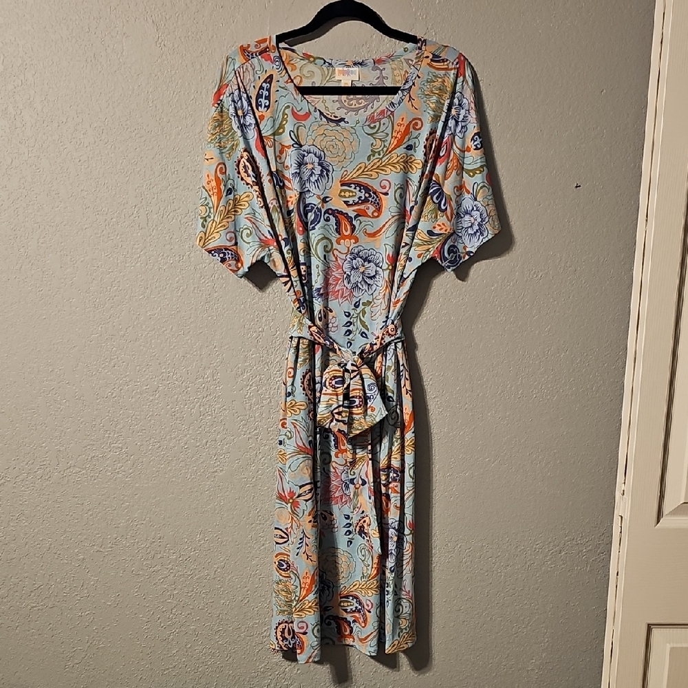 LuLaRoe Paisley Marly Dress in Blue and Orange